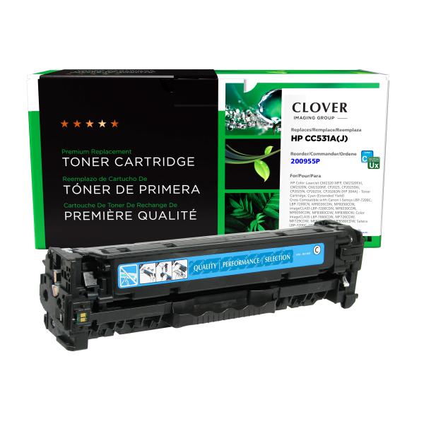 Toner Cartridge Store | Clover Imaging Remanufactured Extended Yield Cyan Toner Cartridge for HP CC531A