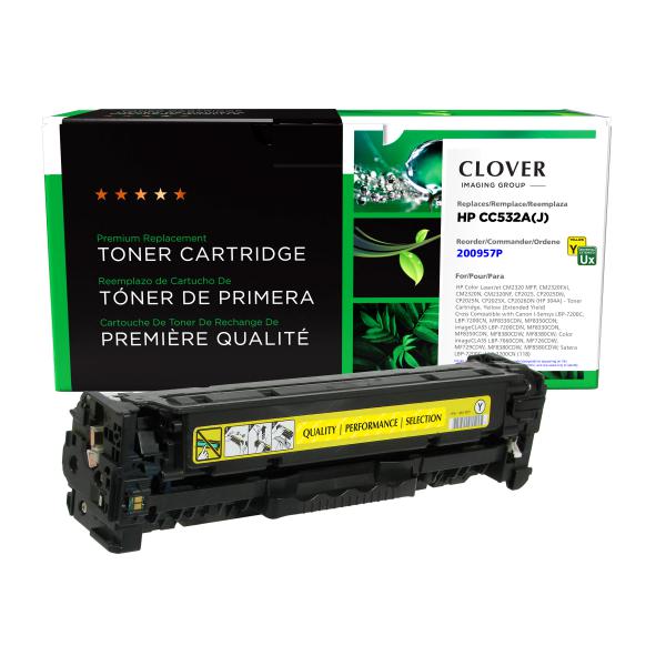 Toner Cartridge Store | Clover Imaging Remanufactured Extended Yield Yellow Toner Cartridge for HP CC532A