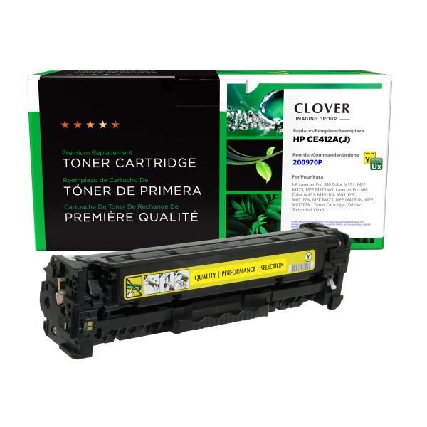 Toner Cartridge Store | Clover Imaging Remanufactured Extended Yield Yellow Toner Cartridge for HP CE412A