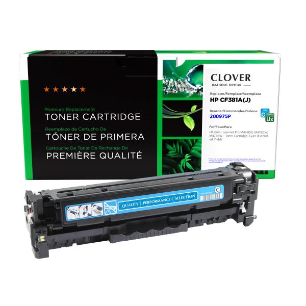 Toner Cartridge Store | Clover Imaging Remanufactured Extended Yield Cyan Toner Cartridge for HP CF381A