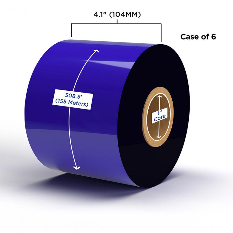 Wax Ribbon 104mm x 155M (6 Ribbons/Case) for Intermec Printers