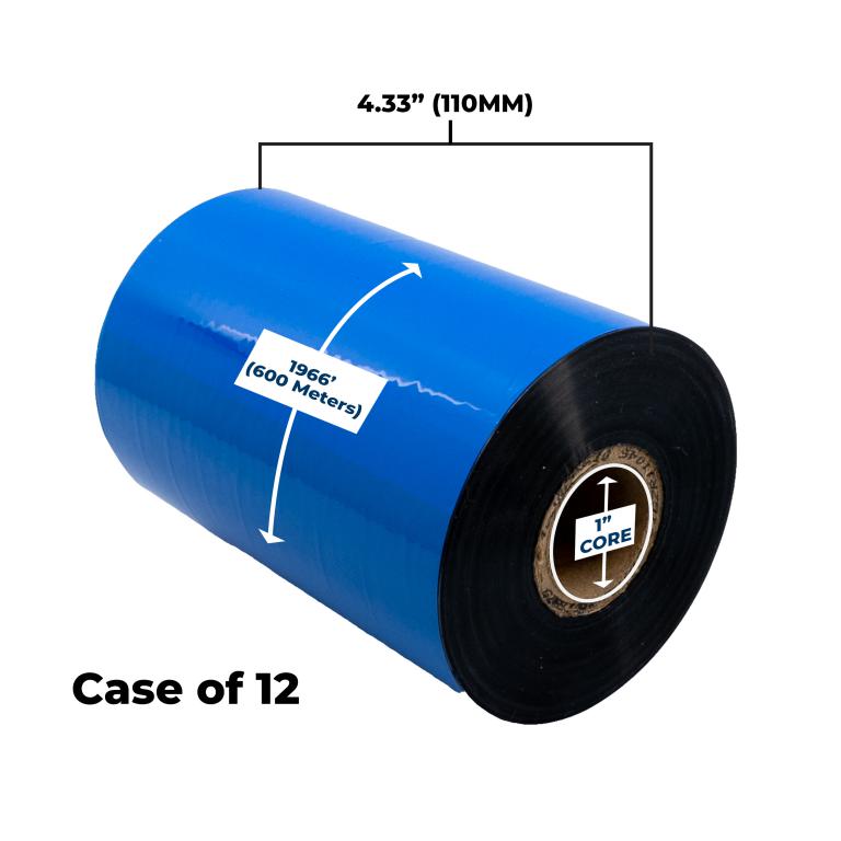 High Performance Wax Ribbon 110mm x 600M (12 Ribbons/Case) for Monarch Printers