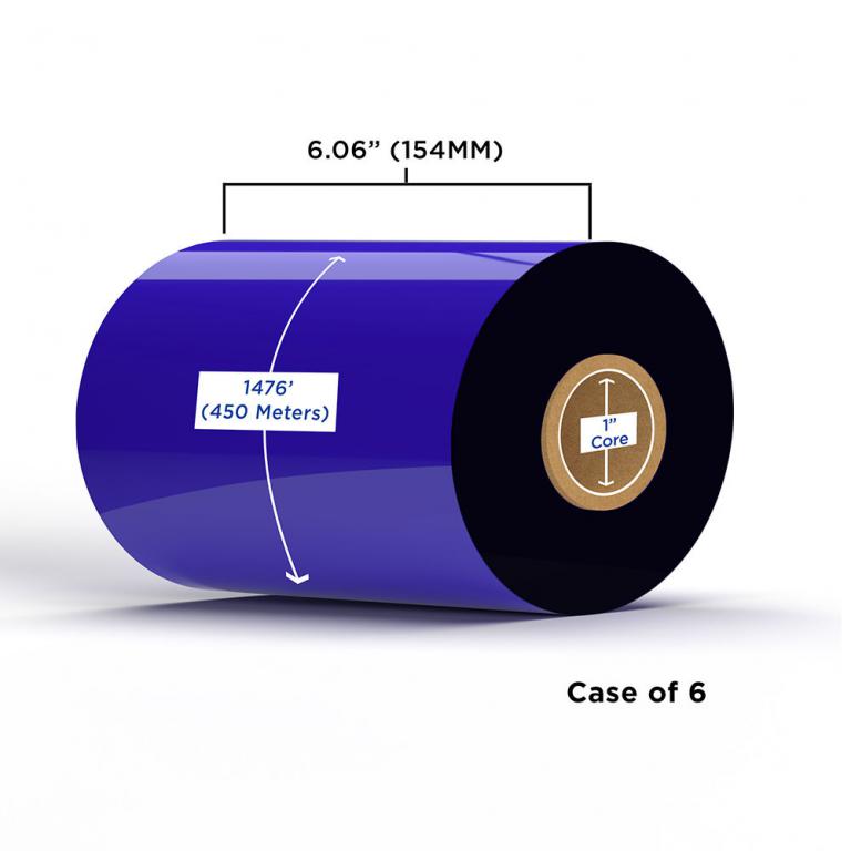 Enhanced Resin Ribbon 154mm x 450M (6 Ribbons/Case) for Zebra Printers