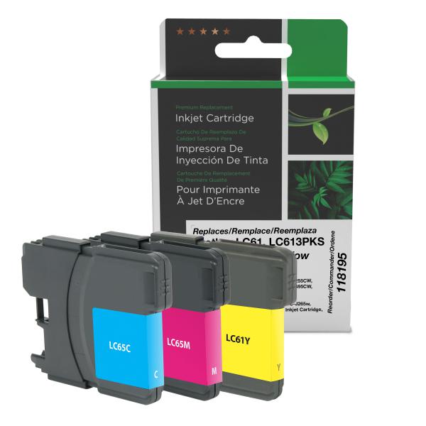 Clover Imaging Remanufactured Cyan, Magenta, Yellow Ink Cartridges for Brother LC61 3-Pack