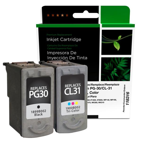 Clover Imaging Remanufactured Black, Color Ink Cartridges for Canon PG-30/CL-31