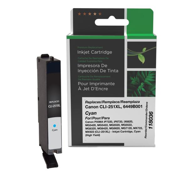 Clover Imaging Remanufactured High Yield Cyan Ink Cartridge for Canon CLI-251XL (6449B001)