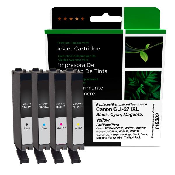 Clover Imaging Remanufactured High Yield Black, Cyan, Magenta, Yellow Ink Cartridges for Canon CLI-271XL 4-Pack