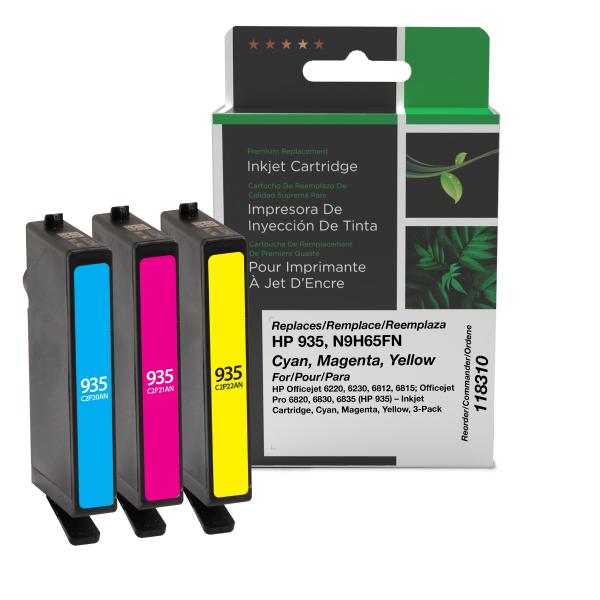 Clover Imaging Remanufactured Cyan, Magenta, Yellow Ink Cartridges for HP 935 (N9H65FN) 3-Pack