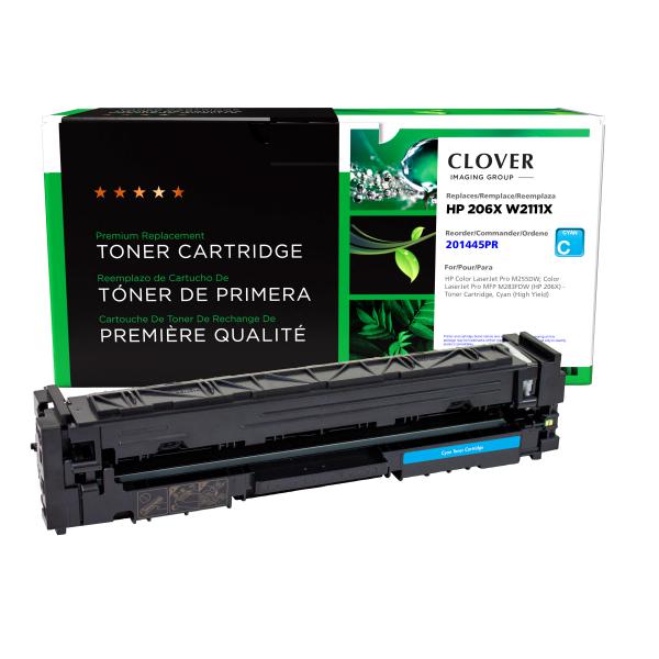 Clover Imaging Remanufactured High Yield Cyan Toner Cartridge (Reused OEM Chip) for HP 206X (W2111X)