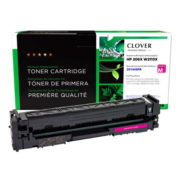 Toner Cartridge Store | Clover Imaging Remanufactured High Yield Magenta Toner Cartridge (Reused OEM Chip) for HP 206X (W2113X)