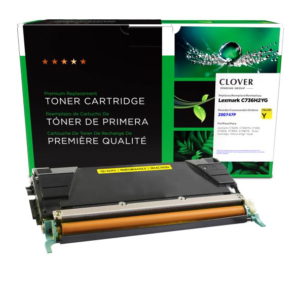 Clover Imaging Remanufactured High Yield Yellow Toner Cartridge for Lexmark C736/X736/X738