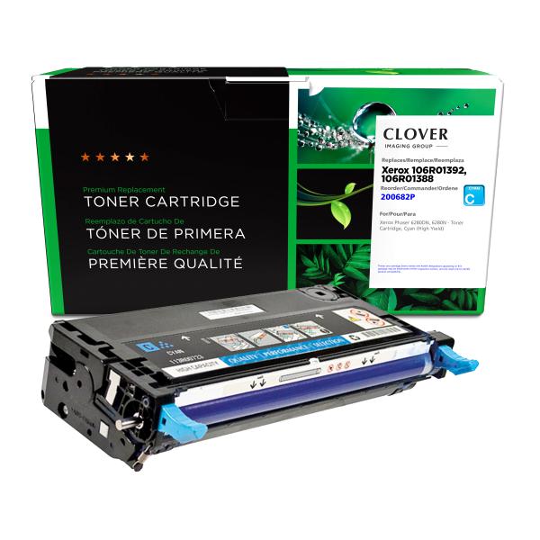 Clover Imaging Remanufactured High Yield Cyan Toner Cartridge for Xerox 106R01392/106R01388