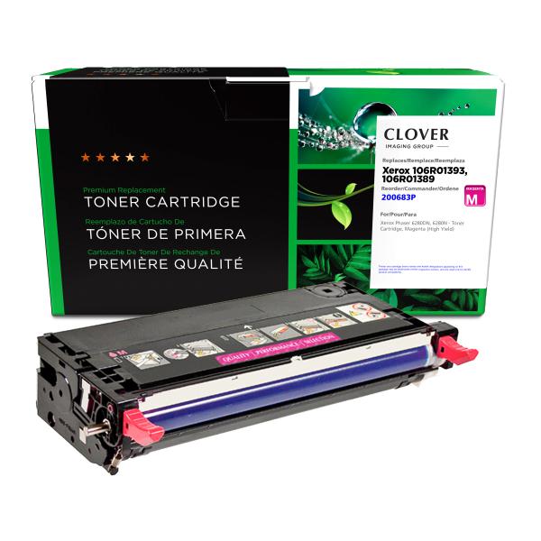 Clover Imaging Remanufactured High Yield Magenta Toner Cartridge for Xerox 106R01393/106R01389