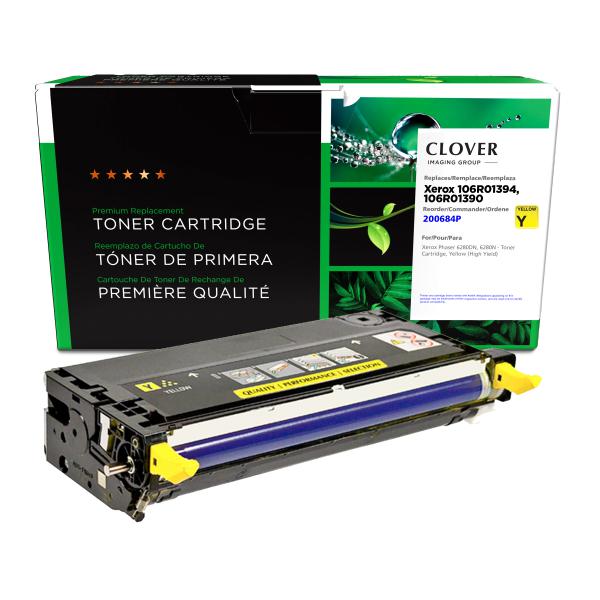 Clover Imaging Remanufactured High Yield Yellow Toner Cartridge for Xerox 106R01394/106R01390